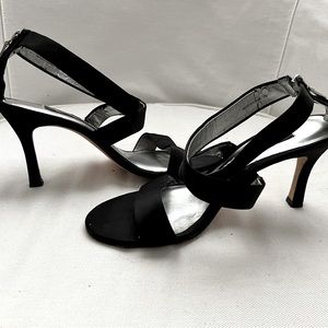 Nina leather sole crisscross black heels